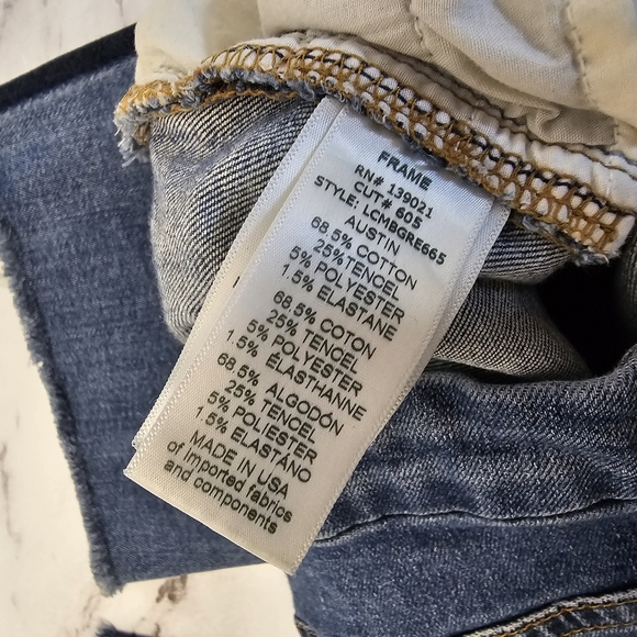 FRAME Le Crop Mini Boot Cut Flare Straight Leg Mid Rise Blue Jeans 28 Preowned - Picture 10 of 10